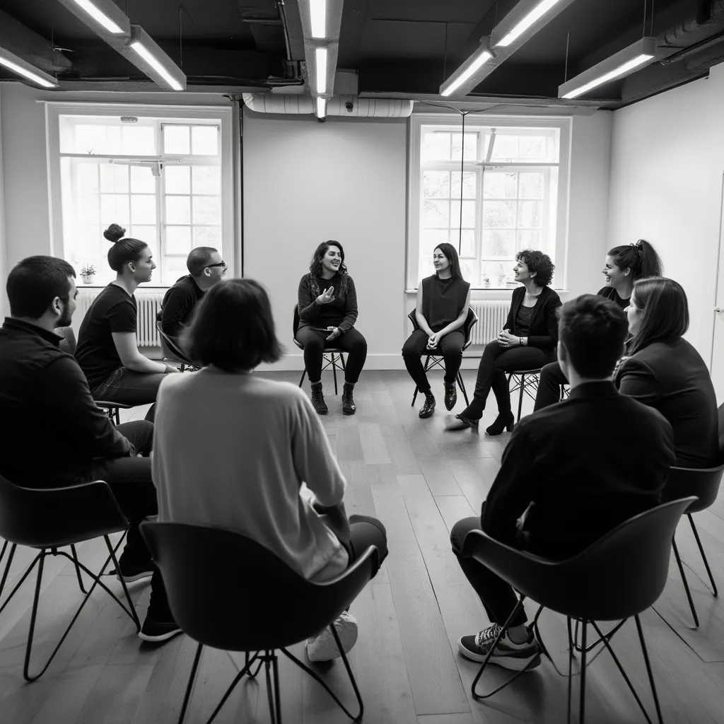 Atelier de coaching en groupe avec participants engagés